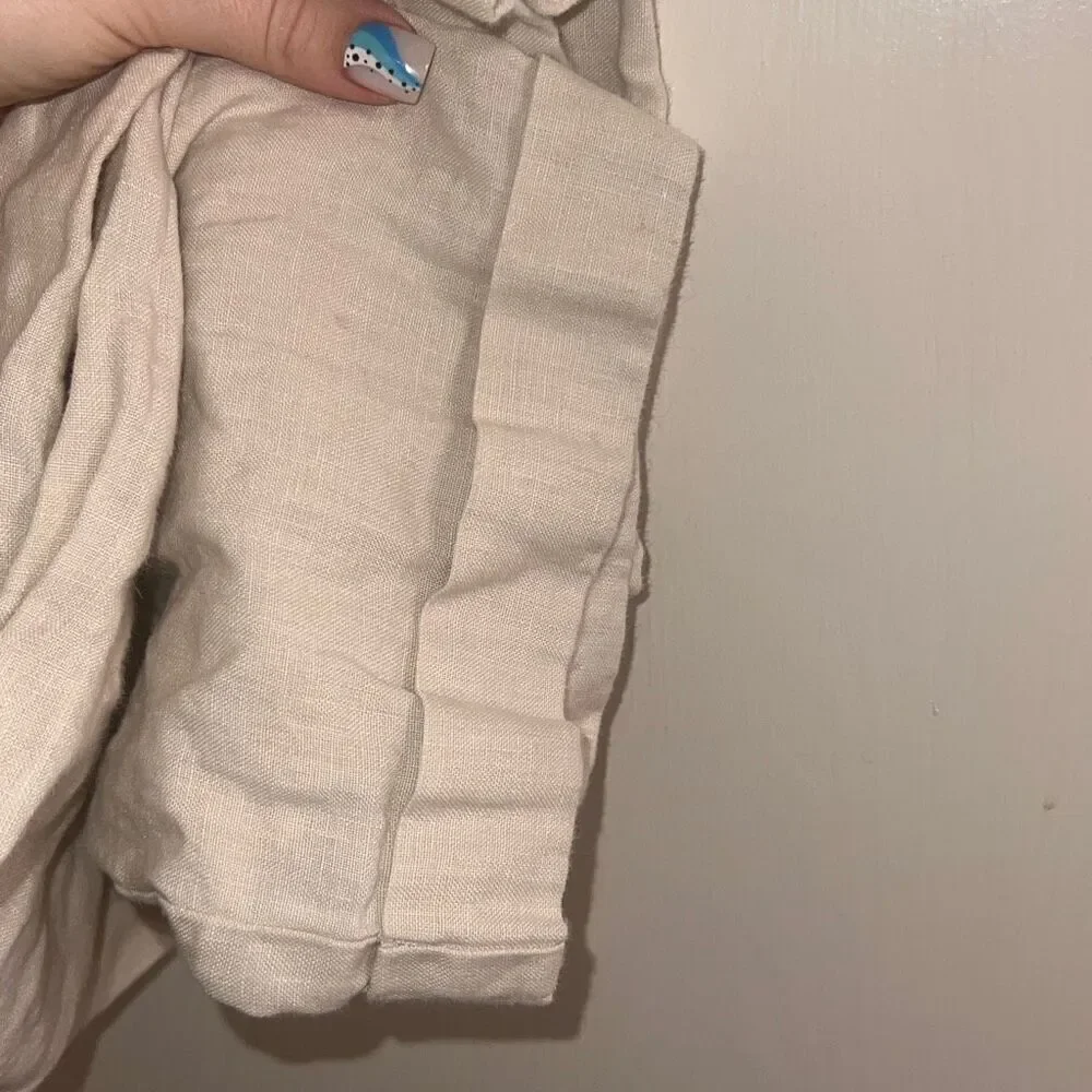 ✨Banana Republic Smithfield Linen Cuffed Sz 34R Cream Pants✨